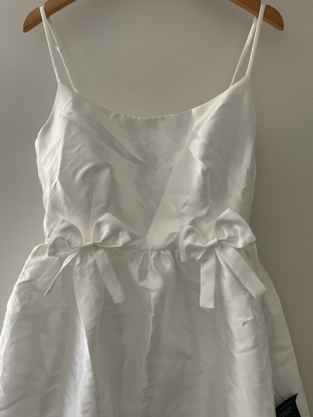 Lulus Classy Aesthetic White Taffeta Bow Midi Dress with Pockets NWT XL - Picture 6 of 14